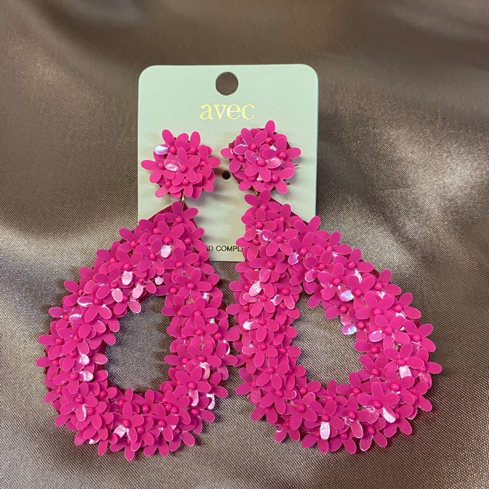 Avec Pink Floral Drop Earrings